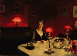O copo do porto (uma mesa de jantar à noite) de John Singer Sargent